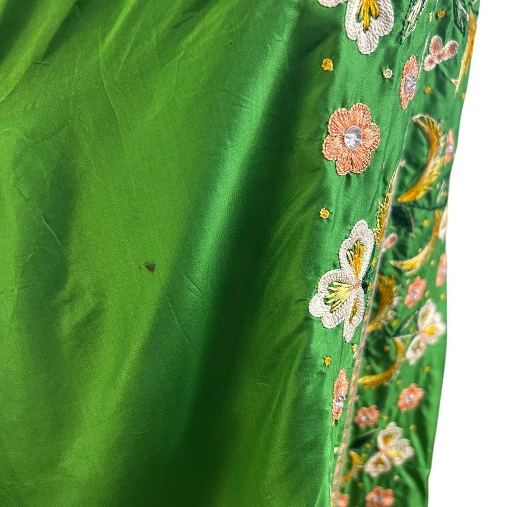 Vintage Embroidered Kaftan Midi Dress Green Good - Picture 16 of 16